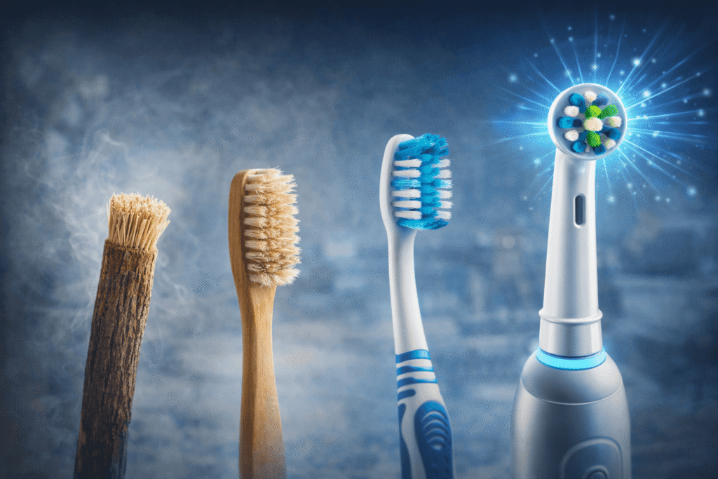 Proper brushing technique for dental hygiene cleaning